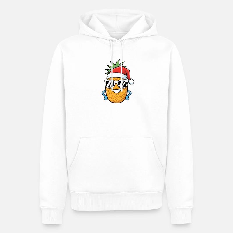 Art de l’ananas de Noël - Sweat à capuche Premium bio Homme - blanc