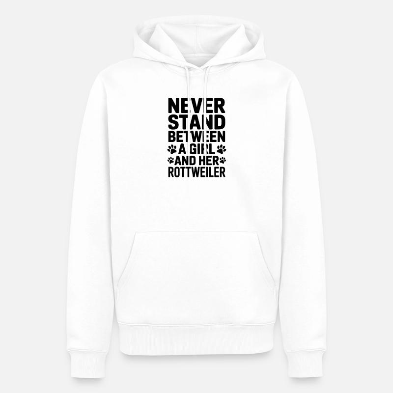 Rottweiler Spruch Mädchen Fun Rottweiler Geschenk - Männer Premium Bio Hoodie - Weiß