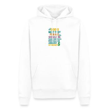 Gods Test, Handle a Ridiculous Amount of Money - Men’s Premium Organic Hoodie - white - Front - Nico (187cm)