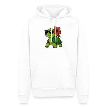 Tortue solaire avec hibiscus - Sweat à capuche Premium bio Homme - blanc - Devant - Nico (187cm)