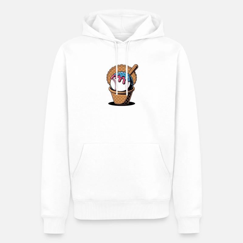 Baseball Eiscreme In Waffel Mit Schläger - Männer Premium Bio Hoodie - Weiß