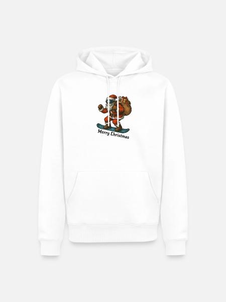 Santa Snowboard Merry Christmas - Men’s Premium Organic Hoodie - white