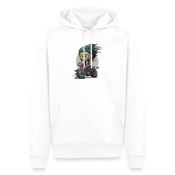 Zombie Biker on Halloween Motorcycle - Men’s Premium Organic Hoodie - white - Front - Nico (187cm)