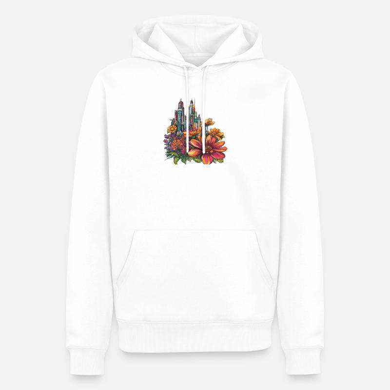 Blühende Skyline Farbexplosion - Männer Premium Bio Hoodie - Weiß