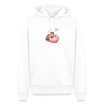 Capybara endormi – Motif de cœur douillet - Sweat à capuche Premium bio Homme - blanc - Devant - Nico (187cm)
