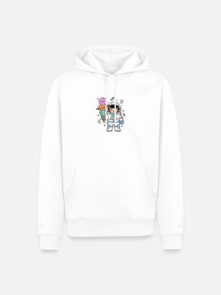 Astronauten-Kunst Essen, Weltraum-Humor - Männer Premium Bio Hoodie - Weiß