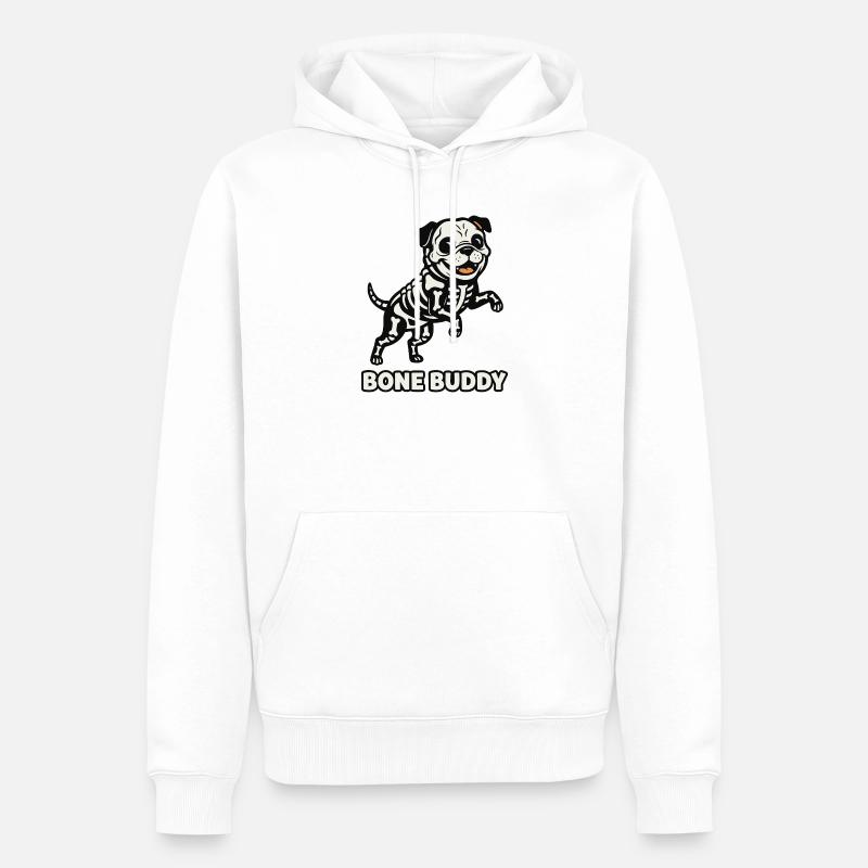 Chien Bone Buddy - Sweat à capuche Premium bio Homme - blanc