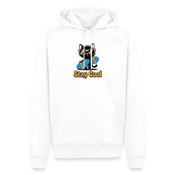 Stay Cool Cat Skateboard - Männer Premium Bio Hoodie - Weiß - Vorne - Nico (187cm)