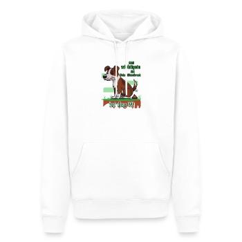 Das wichtigste am Schweißausbruch ist das W - Männer Premium Bio Hoodie - Weiß - Vorne - Nico (187cm)