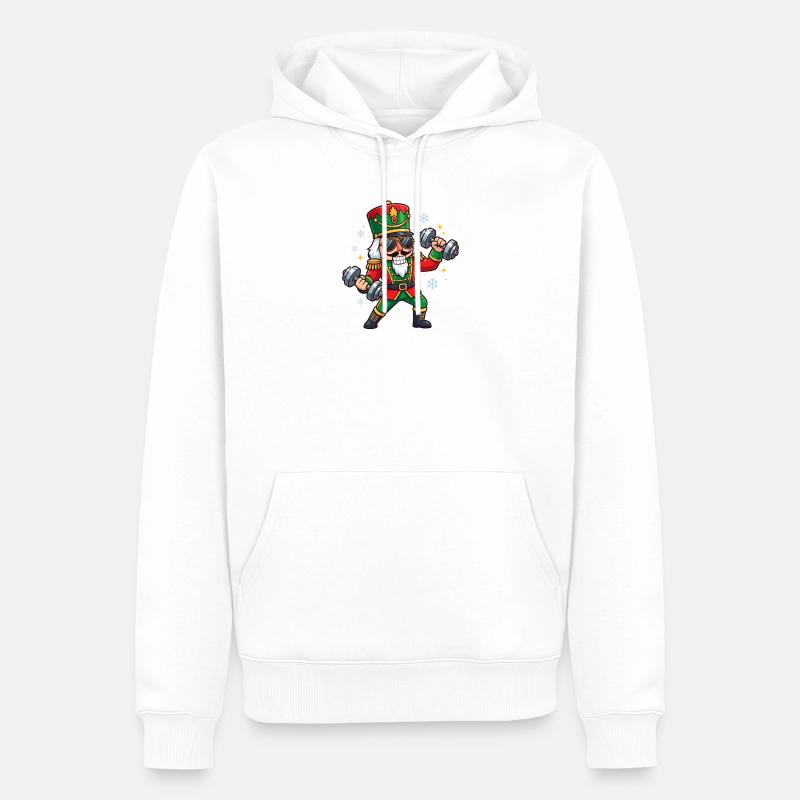 Weihnachts-Nussknacker-Gewichtheber-Lustiges-Worko - Männer Premium Bio Hoodie - Weiß