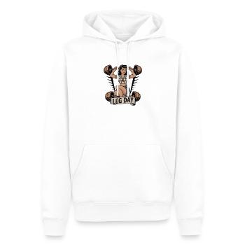LEG DAY Pin Up Fitness Motif Vintage - Sweat à capuche Premium bio Homme - blanc - Devant - Nico (187cm)