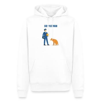 Sir Postman vs. Hund: Überlegener Lieferheld - Männer Premium Bio Hoodie - Weiß - Vorne - Nico (187cm)
