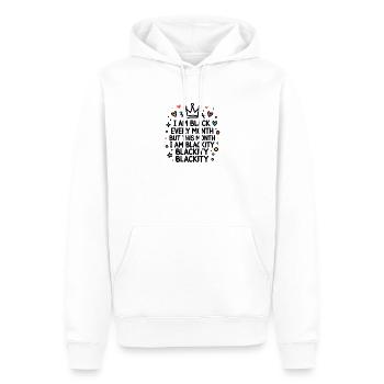 Blackity Blackity Blackity Empowerment Statement - Männer Premium Bio Hoodie - Weiß - Vorne - Nico (187cm)