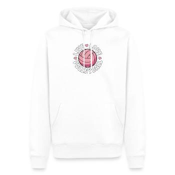 Live Love Volleyball - Pink Love Design - Männer Premium Bio Hoodie - Weiß - Vorne - Nico (187cm)