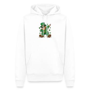 Tamponnement du lutin Lutin de la Saint-Patrick - Sweat à capuche Premium bio Homme - blanc - Devant - Nico (187cm)