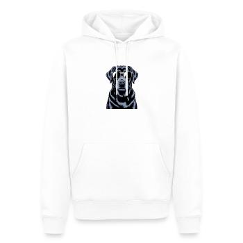 Schwarzer Labrador  - Männer Premium Bio Hoodie - Weiß - Vorne - Nico (187cm)