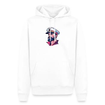 Kapitän im Neon-Comicstil - Männer Premium Bio Hoodie - Weiß - Vorne - Nico (187cm)