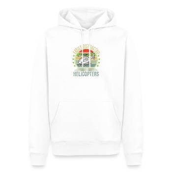 Facilement distraite par les hélicoptères - Sweat à capuche Premium bio Homme - blanc - Devant - Nico (187cm)