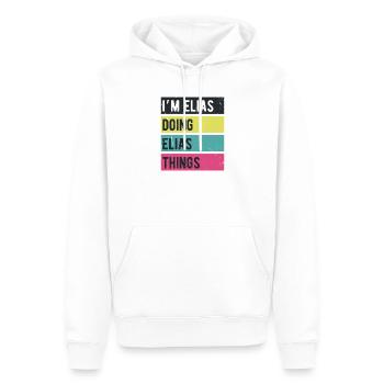 Ich bin Elias und mache Elias Dinge Retrofarben - Männer Premium Bio Hoodie - Weiß - Vorne - Nico (187cm)
