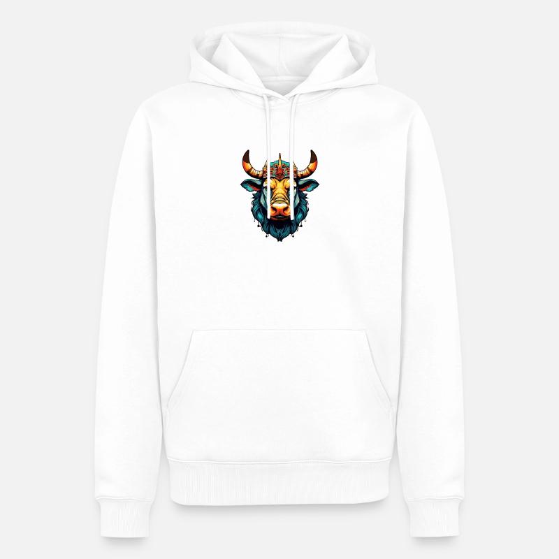Stier Comic King - Männer Premium Bio Hoodie - Weiß