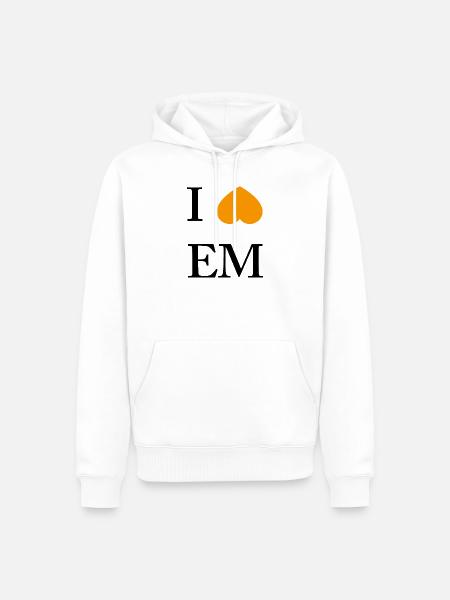 Orangener Herzakzent im Minimal-Style - Männer Premium Bio Hoodie - Weiß