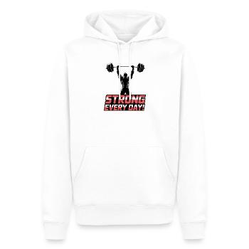 Renforcement quotidien de la force - Sweat à capuche Premium bio Homme - blanc - Devant - Nico (187cm)
