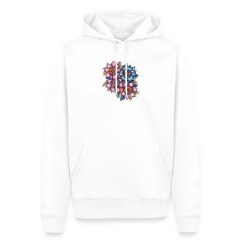 Motif de fleurs en tourbillon de fleurs - Sweat à capuche Premium bio Homme - blanc - Devant - Nico (187cm)
