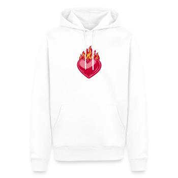 Brennendes Herz - Valentine' Day - Liebe - Männer Premium Bio Hoodie - Weiß - Vorne - Nico (187cm)