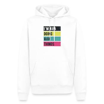 Ich bin Ava und mache Ava Things Retro Colors - Männer Premium Bio Hoodie - Weiß - Vorne - Nico (187cm)
