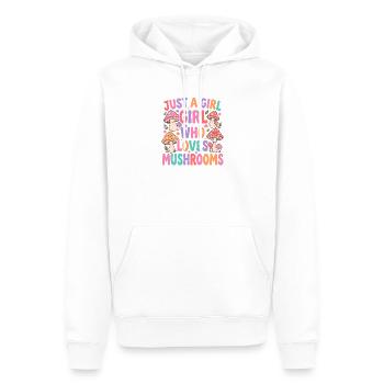 Juste une fille qui adore les champignons - Sweat à capuche Premium bio Homme - blanc - Devant - Nico (187cm)