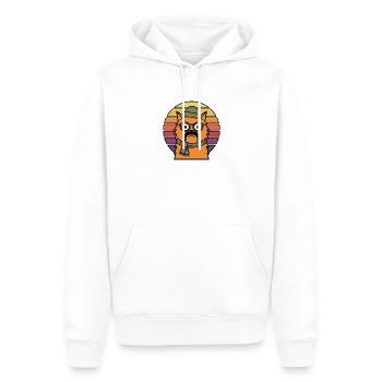 Chat hipster moustache moustache Coucher de soleil rétro - Sweat à capuche Premium bio Homme - blanc - Devant - Nico (187cm)