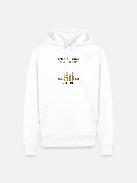Golden Wedding Anniversary 2026 50th Wedding Anniversary Guestbook - Men’s Premium Organic Hoodie - white
