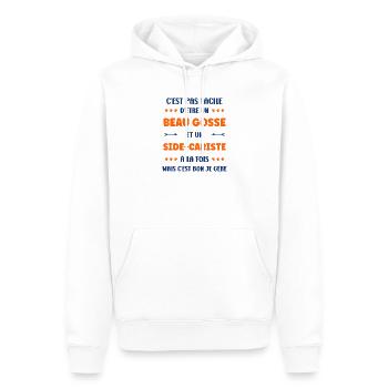 Beau Gosse et Sidecariste Je Gere - Sweat à capuche Premium bio Homme - blanc - Devant - Nico (187cm)