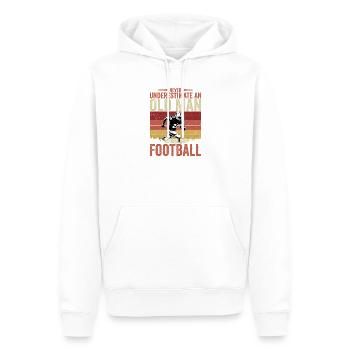 Never Underestimate An Old Man Who Plays Football  - Männer Premium Bio Hoodie - Weiß - Vorne - Nico (187cm)