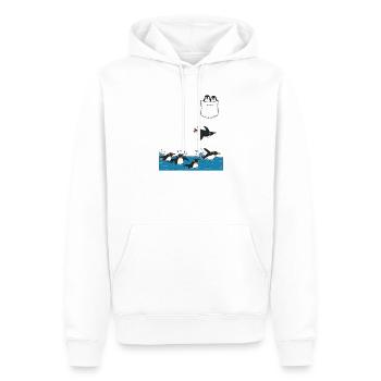 Pinguin Sprung ins Wasser Pocket Design - Männer Premium Bio Hoodie - Weiß - Vorne - Nico (187cm)