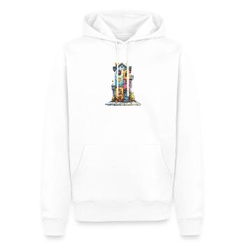 Herzhaus in Aquarellfarben - Männer Premium Bio Hoodie - Weiß - Vorne - Nico (187cm)