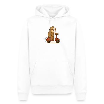 Paresseux sur scooter - Sweat à capuche Premium bio Homme - blanc - Devant - Nico (187cm)