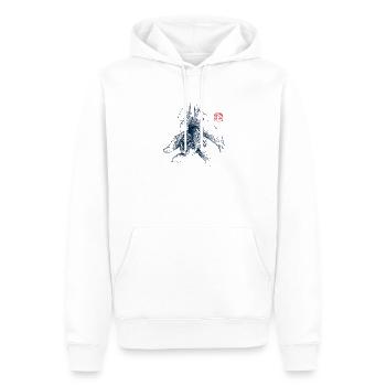 Goldfisch mit Kanji Stempel - Männer Premium Bio Hoodie - Weiß - Vorne - Nico (187cm)