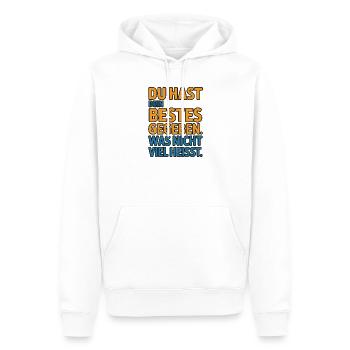 Du hast dein Bestes gegeben was nicht viel heißt - Männer Premium Bio Hoodie - Weiß - Vorne - Nico (187cm)