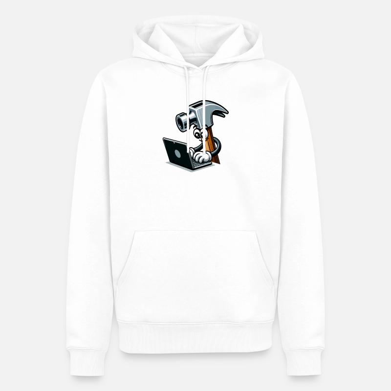 HammerCode: Werkzeug trifft Bits - Männer Premium Bio Hoodie - Weiß