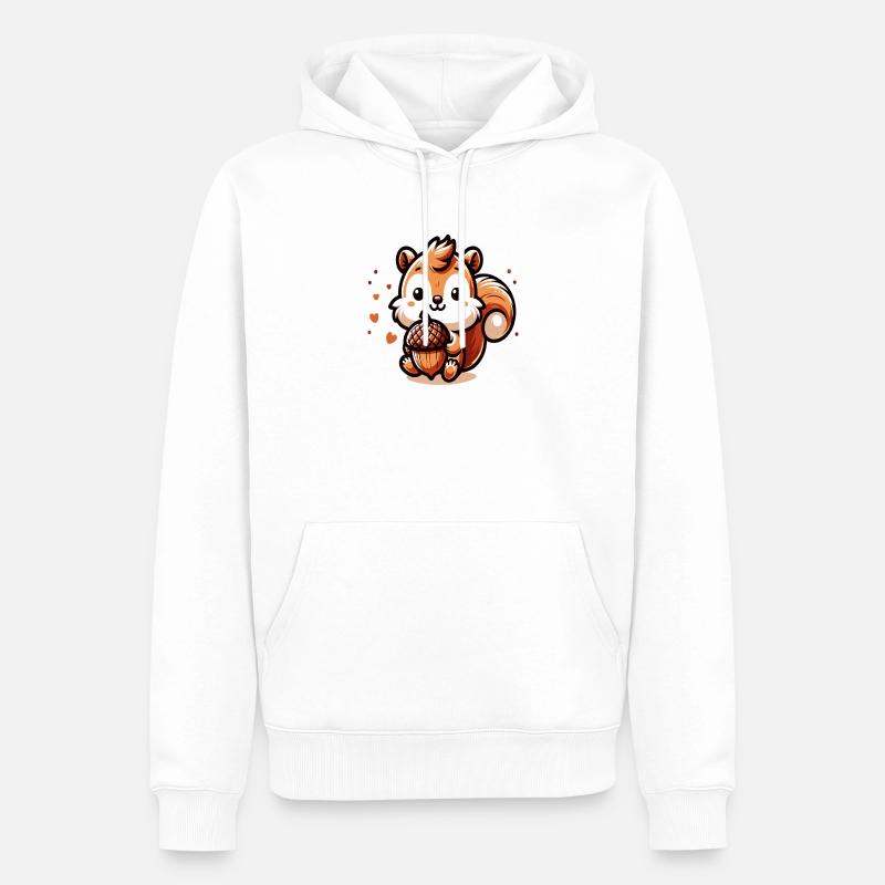 Süßes Eichhörnchen mit Herz-Eichel - Männer Premium Bio Hoodie - Weiß