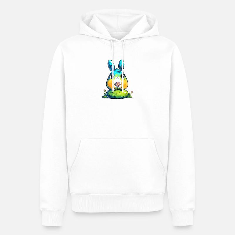 Lapin aquarelle avec fleur - Sweat à capuche Premium bio Homme - blanc