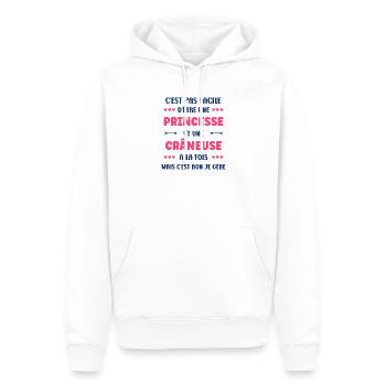craneuse - Sweat à capuche Premium bio Homme - blanc - Devant - Nico (187cm)
