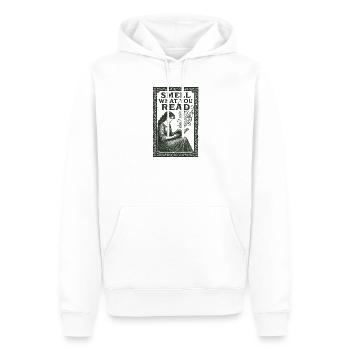 Riech was du liest | Büchergeruch - Männer Premium Bio Hoodie - Weiß - Vorne - Nico (187cm)
