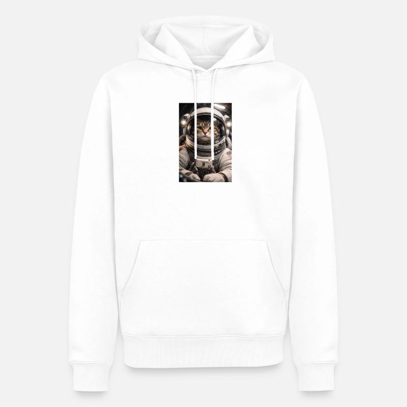 Chat de l’espace en costume d’astronaute - Sweat à capuche Premium bio Homme - blanc