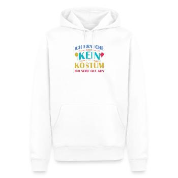 Ich brauche kein Kostüm ich sehe gut aus - Männer Premium Bio Hoodie - Weiß - Vorne - Nico (187cm)