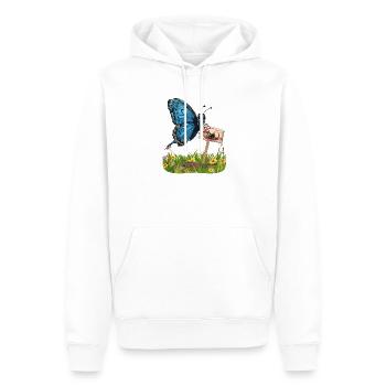 Butterfly with sign for more nature dare - Men’s Premium Organic Hoodie - white - Front - Nico (187cm)