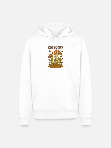 Cozycore Frösche & Pilze | Cottagecore - Männer Premium Bio Hoodie - Weiß