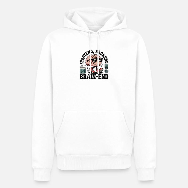 Frontend, Backend, Brain-End | Developer - Men’s Premium Organic Hoodie - white