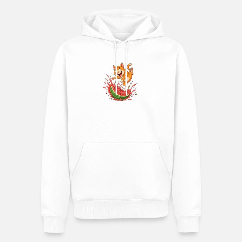 Fritzers de pastèque d’été Chats - Sweat à capuche Premium bio Homme - blanc